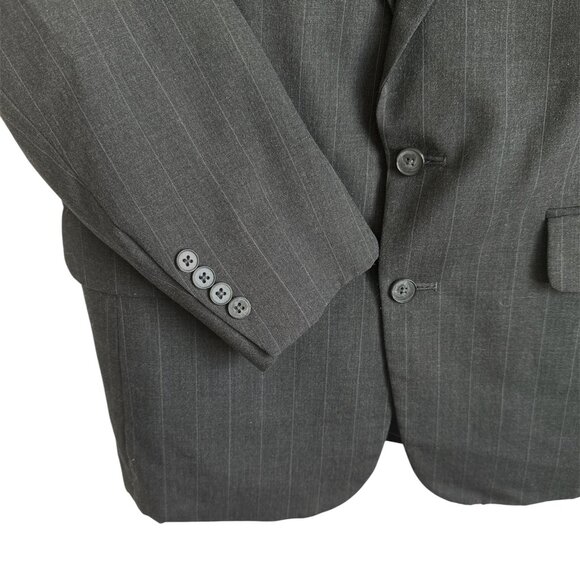 Lands End 2 Button Black Pinstriped 100% Wool Blazer Sz 39 - Picture 5 of 6